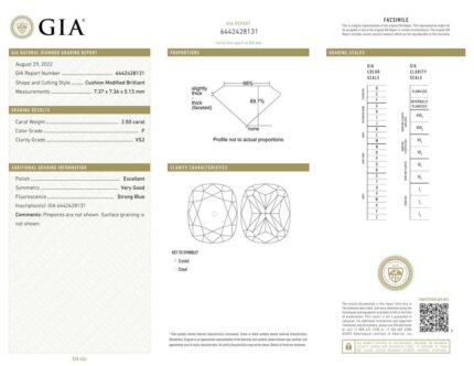 2.50 Carat Natural Diamond CUSHION Brilliant Cut GIA Approved - Image 4