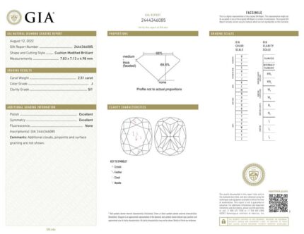 2.51 Carat Natural Diamond CUSHION Brilliant Cut GIA Approved - Image 4
