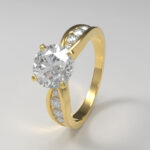 Engagement gold ring for women