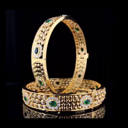 Diamond and Emerald Gemstone Bangles