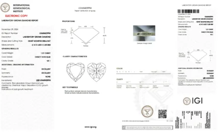 1.01 Carat Vivid Blue VS1 Heart Lab Grown Diamond, IGI Certified - GPX Diamonds - Image 2