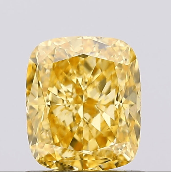 1.02 Carat Vivid Yellow VS1 Cushion Shape