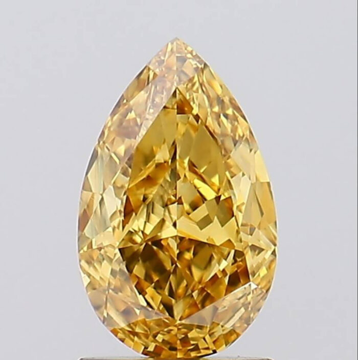 1.51 Carat VS1 Pear Vivid Brownish yellow