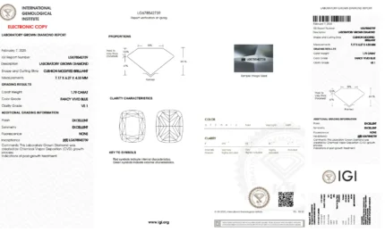 1.79 Carat Vivid Blue VS1 Cushion Lab Grown Diamond, IGI Certified - GPX Diamonds - Image 2