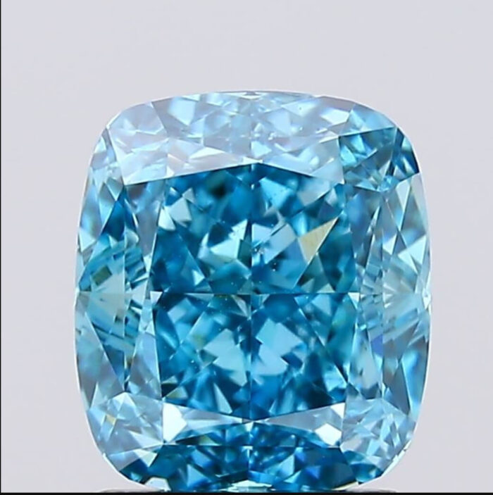1.79 Carat Cushion Shape Vivid Blue