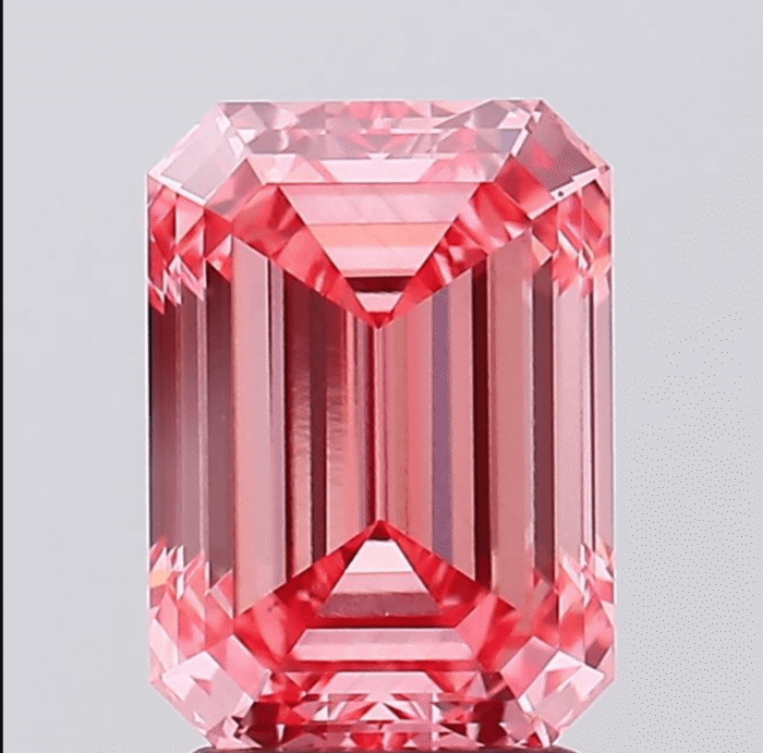 2.59 Carat VS1 Emerald Shape Vivid Pink