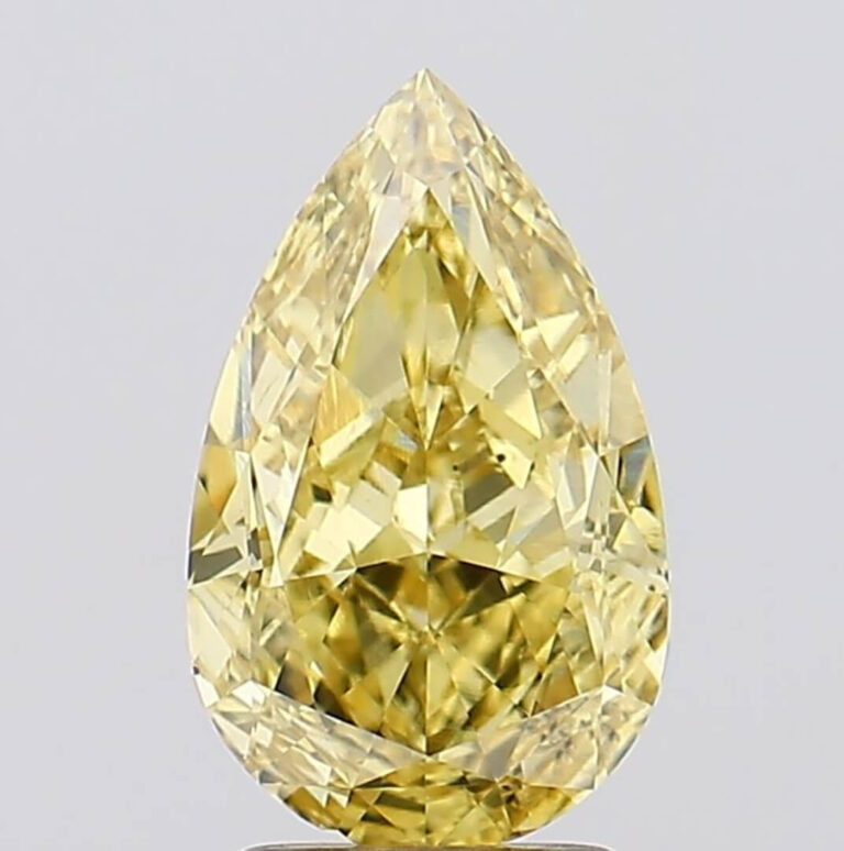 2.96 Carat VS1 Pear Shape Vivid Yellow