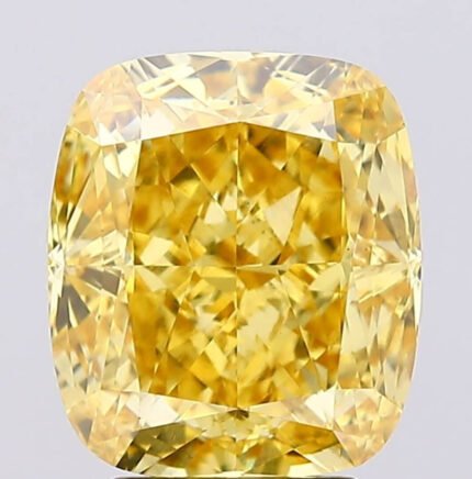 4.07 Carat Cushion Shape VS1 Vivid Yellow