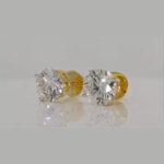 Round Diamond Studs in Golden Embrace