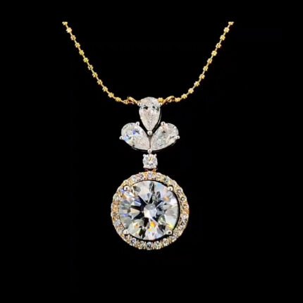 Floral Halo Solitaire Diamond Necklace