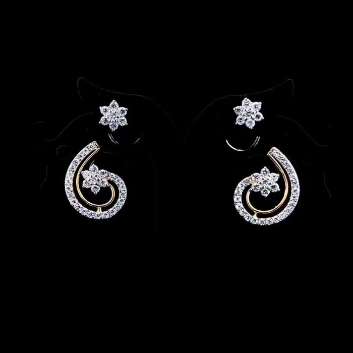Floral Swirl Diamond Drop Earrings