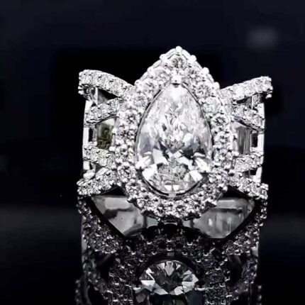 Pear Diamond Halo Ring