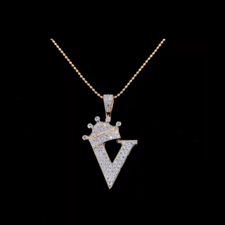 Crown-Inspired Diamond Initial Pendant