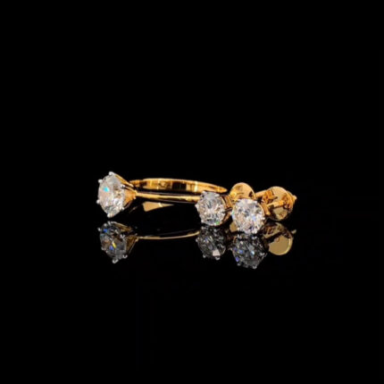 Solitaire Studs & Matching Ring in Gold