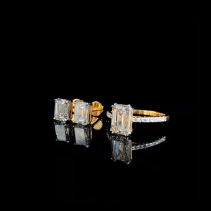 Emerald-Cut Studs & Ring Combo