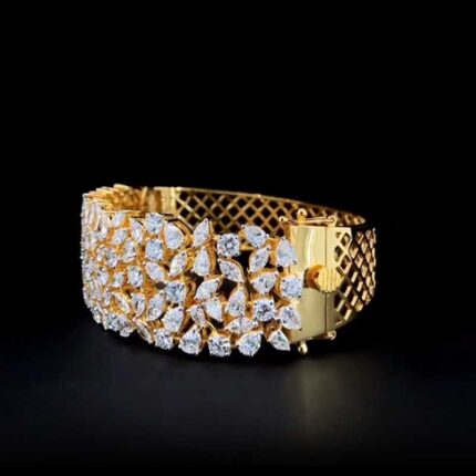 Bold Gold Bracelet with Diamond Clusters