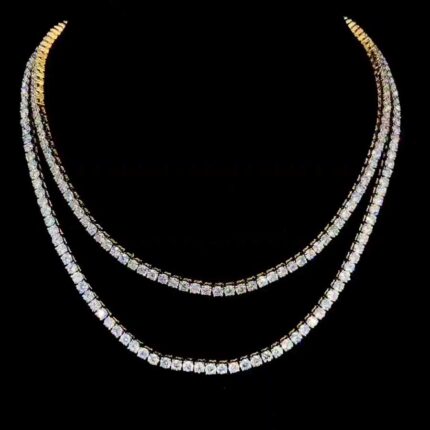 Double Layer Diamond Tennis Necklace in Gold Setting