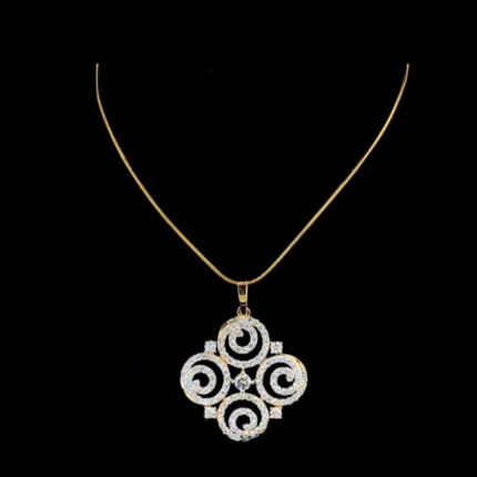 Fourfold Swirl Diamond Pendant in Gold