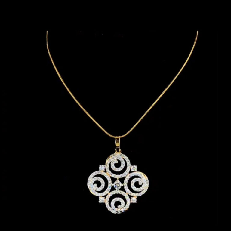 Fourfold Swirl Diamond Pendant in Gold
