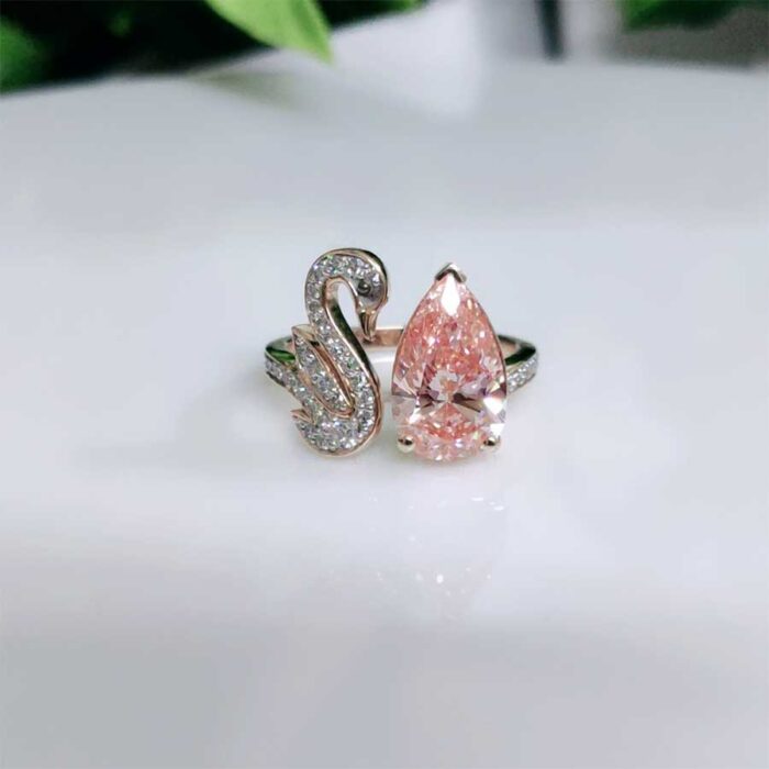 Aurora Swan: Exquisite Pink Diamond Ring with Artistic Design - Image 2