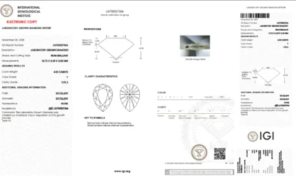 4 Carat F VVS2 Pear Lab Grown Diamond, IGI Certified - GPX Diamonds - Image 2
