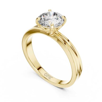 Stylish Round Cut Gold Solitaire Ring for Women