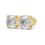 Women’s Gold Round Stud Earrings – Brilliant Solitaire Design
