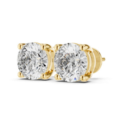 Women’s Gold Round Stud Earrings – Brilliant Solitaire Design