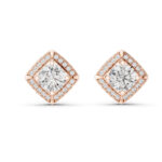 Sparkling Round Halo Studs in Gold - Image 3