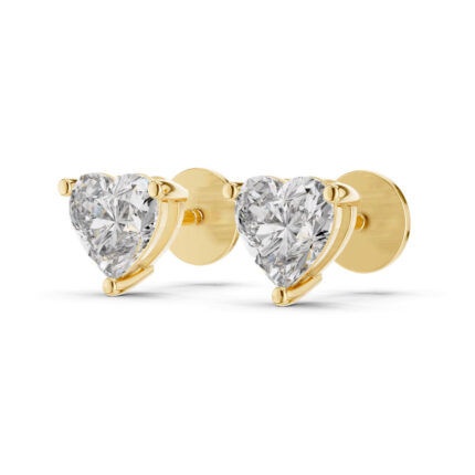 Heart Solitaire Diamond Studs – Modern Minimalist Style