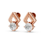 Classic Round Diamond Studs with Designer Geo Frame - Image 3