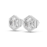 Modern Hexagon Halo Round Diamond Studs - Image 2