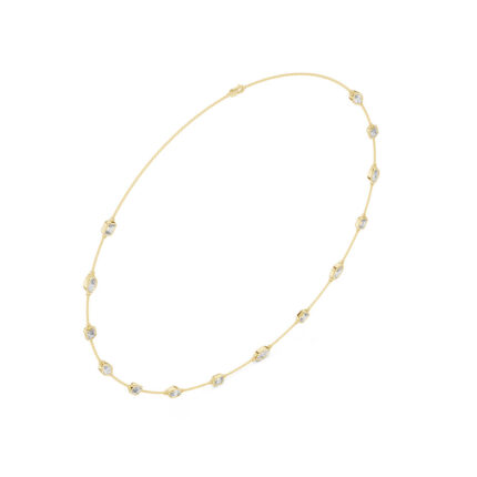 Thin Gold Chain Necklace with Bezel Diamonds