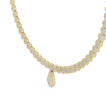 Luxurious Gold Prong-Set Diamond Chain with Teardrop Accent