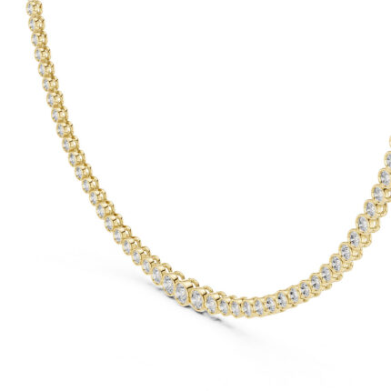Classic Round-Cut Diamond Line Necklace in Gold