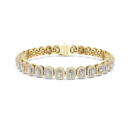 Exquisite Radiant Cut Diamond Gold Bracelet – 7"