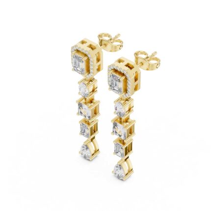 Mixed Shape Diamond Drop Earrings