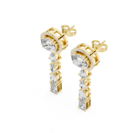 Bold Multi-Shape Diamond Gold Earrings