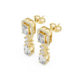 Mixed Cut Diamond Drop Earrings – Round Oval Emerald Cuts