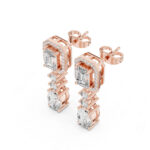 Mixed Cut Diamond Drop Earrings – Round Oval Emerald Cuts - Image 3