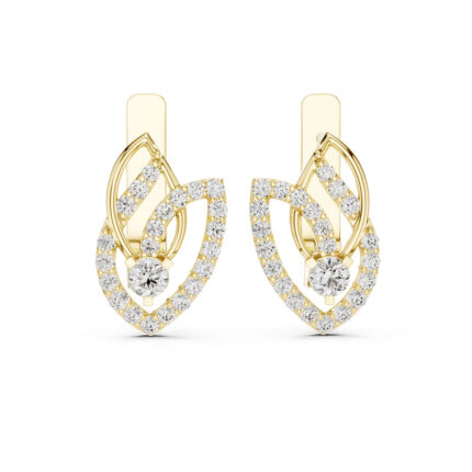 Elegant Leaf-Inspired Diamond Stud Earrings