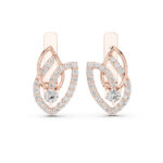 Elegant Leaf-Inspired Diamond Stud Earrings - Image 3
