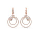 Round Diamond Double Hoop Earrings in Gold - Image 3