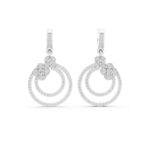Round Diamond Double Hoop Earrings in Gold - Image 2