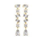 Elegant Pear, Oval, Emerald & Round Diamond Dangle Earrings