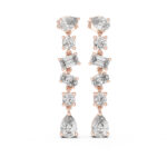 Elegant Pear, Oval, Emerald & Round Diamond Dangle Earrings - Image 3