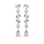 Elegant Pear, Oval, Emerald & Round Diamond Dangle Earrings - Image 2