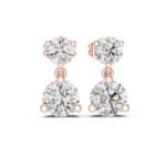 Round Diamond Drop Stud Earrings – Minimalist Style - Image 3