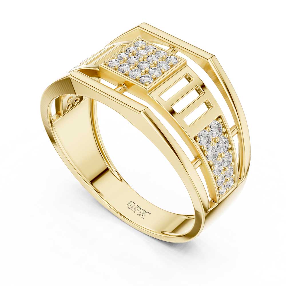 gpxd-mr-1.1 Urban Grid Diamond Gold Ring For Men’s - Image 1