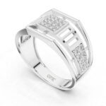 Urban Grid Diamond Gold Ring For Men’s - Image 2
